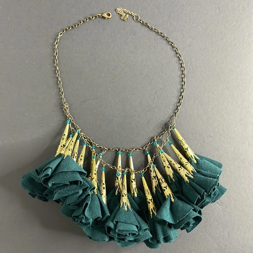 Vintage Fabric Pendant Necklace